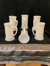 Vintage Federal Milkglass Beer Steins  Set Of 6 picture