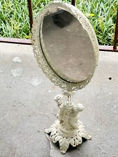 Antique Ornate Cherub Ormolu Vanity Mirror, Painted Victorian Mirror, Glam picture
