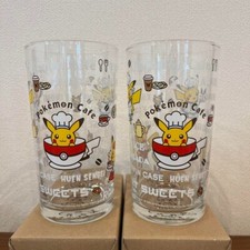 Pokemon Cafe Pikachu Glass Cup Lot of 2 Pair glass NEW Japan picture
