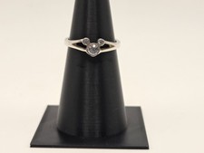 Disney Mickey Mouse Shape Ring Size 7 Sterling Silver Cubic Zirconia Band picture