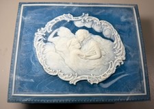 Vintage Incolay Stone Nimbus Three Maidens Blue Cameo Jewelry Box 1979 picture
