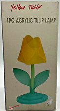 New Yellow Tulip Acrylic with Green Base Figurine Table/Desk/Shelf/Night Lamp picture