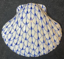 Andrea by Sadek Blue & White Porcelain Fishnet Clam Scallop Shell 4
