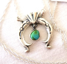 NWT Navajo Gary Shorty Golden Hills Turquoise Naja  Necklace 925 Sterling Silver picture