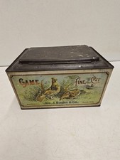 Antique JNO Bagley Detroit Mich Game Fine Cut Advertising Tobacco Pheasant Tin picture