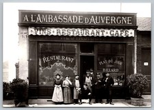 Postcard  Auvergne of Paris Vins Restaurant Cafe Plat Du Jour Billard Reproducti picture