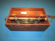 ANTIQUE 1914 EUGENE DIETZGEN SURVEYOR BRASS TRANSIT LEVEL SCOPE 5585 W WOOD CASE picture