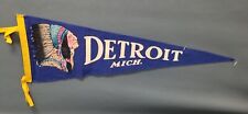 Vintage Detroit Michigan Indian Head Felt Pennant Native American Chief^ picture