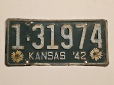 KANSAS-1942- License Plate #1-31974 - STATE NATIVE SUNFLOWER - VTG - Man Cave picture
