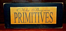 Old Thyme Primitive Time Farmhouse Rustic Wooden Sign Block Shelf Sitter 2.5X5.5 picture