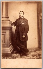 Antique CDV Circa 1860s Edward Lupus Handsome Bearded Man Baltimore MA picture