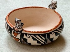 Vintage Acoma Pueblo Pottery Owl Bowl signed C. Cerno - RARE picture