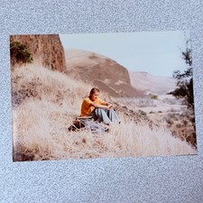 Woman Outdoors 1970s Snapshot Photograph Landscape Hills Nature picture