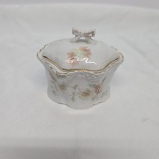 Vtg Weimar Germany Covered Trinket Dish w/ Lid Hand Painted Floral Pattern 3