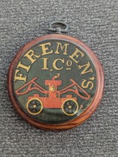 Vintage Firemen's Insurance Co Wood Plaque Fire Mark Decal Sign Replica Wall Art picture