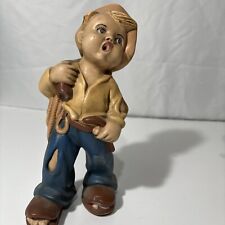 Vagabond Boy Vintage 1970s Chalkware HEAVY Figure 9.5 Inch Whistling Colorful picture