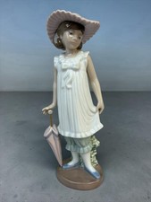 NAO by Lladro April Showers 1126 Girl Umbrella Parasol Porcelain Figurine 7.75” picture