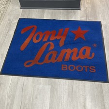 Vintage Tony Lama Boots Advertisement Floor Mat Rug Sign Boot Store 47” Blue Red picture