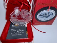 1999 Waterford SLEIGHRIDE Crystal Glass Ornament 2nd Edition Joys of Winter H71 picture