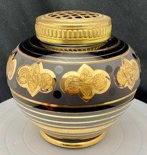 ANTIQUE ART DECO BLACK HYALITE GLASS ROSE BOWL 7