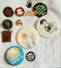 Vintage Pinback Button Lot Novelty Military Precious Moments Tom Slick Humor Pin picture