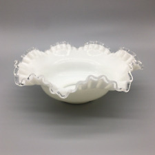 Vintage Fenton Silver Crest Milk Glass 5 1/2” Ruffled Edge Pre Owned USA Made picture