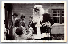 Vintage C1950 Postcard Santa Greeting Children Santa Claus Land Indiana picture