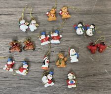 Miniature Christmas Tree Ornaments Set Of 19 Mini Snowmen Cardinal Reindeer Bear picture