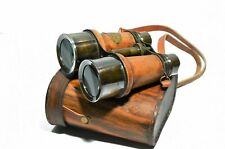 Antique Captain Solid Brass Nautical Opera Glasses Binoculars With Leather Case picture
