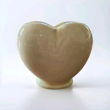 Vintage Heart Shaped Yellow Pottery Vase Planter 3.5