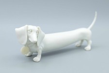 RARE PURE WHITE resin Hot Diggity Dog Dachshund Weiner Dog Collectable picture