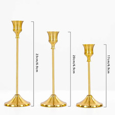 Set of 3 Vintage Elegant Metal and Aluminum Tabletop Candle Holders, Suitable fo picture