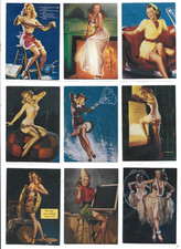 9 Sexy Gil Elvgren Pinup Paintings on Mint Calendar Pinups Trading Cards 1994 E picture