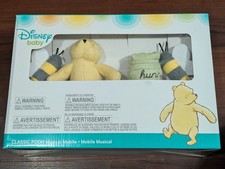 Disney Winnie The Pooh Classic Pooh Ivory, Sage, Butter Musical Mobile with Hunn picture