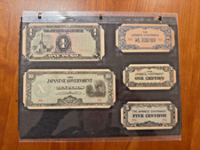 LOT OF 5 WWII Japanese Occupation Philippine Peso 4x Burmese Rupee 1x Banknote picture