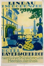 Lindau Im Bodensee Hotel Bayerischer Hof Poster 🌊 Retro Decor  - 24x36” - Rare picture
