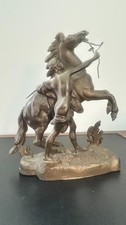 Antique Marly Horse & Groom Spelter Sculpture After Guillaume Coustou – 12” picture