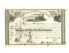 1863 Johns Hopkins /Prominent US Slave Trader Wm. Harker signed  B&O Stock picture