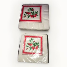 Hallmark Vintage Beverage Cocktail Lunchon Napkins Set Cherries Cherry Print New picture