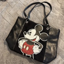 Disney Mickey Mouse Tote Bag Y2K Canvas Faux Leather Red Sequin Shorts Vintage picture
