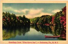 Vintage Postcard- A canoe in a river, greetings from, Emlenton, PA Early 1900s picture
