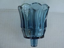 ( 1 ) Vintage Smoky Blue Glass Tulip Peg Votive Candle Holders HOMCO picture