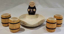 VINTAGE - 1956 Goebel Hummel Monk FRIAR TUCK Ashtray/Shot glasses  - 5 Item Set picture