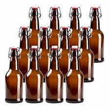 16oz Amber Glass Beer Bottles for Home Brewing - 12 Pack with Flip Caps picture