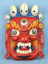 Hand-Made Bhairab Mahakala Wooden Wall Hanging Mask Carved & Painted in Nepal picture