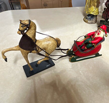 Jaquet Hand Painted Santa in Horse-Drawn Sleigh Christmas Figurine 9in vintage  picture