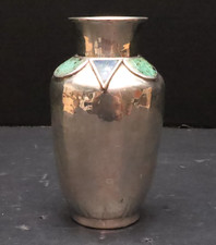 Vintage Emilia Castillo Mexico Silver Plated Vase W Stone Inlay Accents Mexico picture