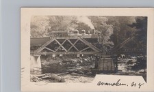 Wanakena New York NY 1906 Steam Locomotive Railroad Bridge River RPPC Postcard picture