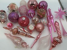 Pink Glass Ornaments, 26 Good Quality, Beautiful Ornaments, Each One Different. picture