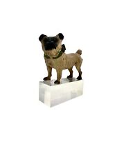 Pug Dog Figurine Small Adorable with Acrylic Base Vintage Christmas Decor Gift picture